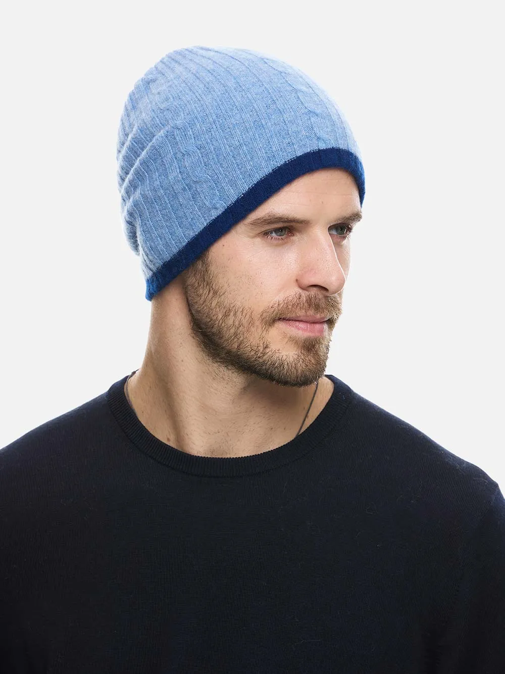 4-Way Cashmere Beanie - Navy/Blue