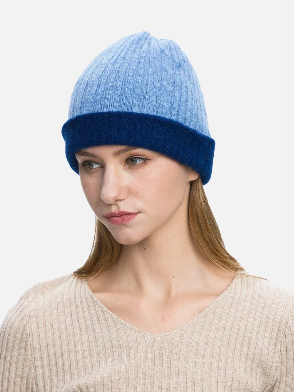 4-Way Cashmere Beanie - Navy/Blue