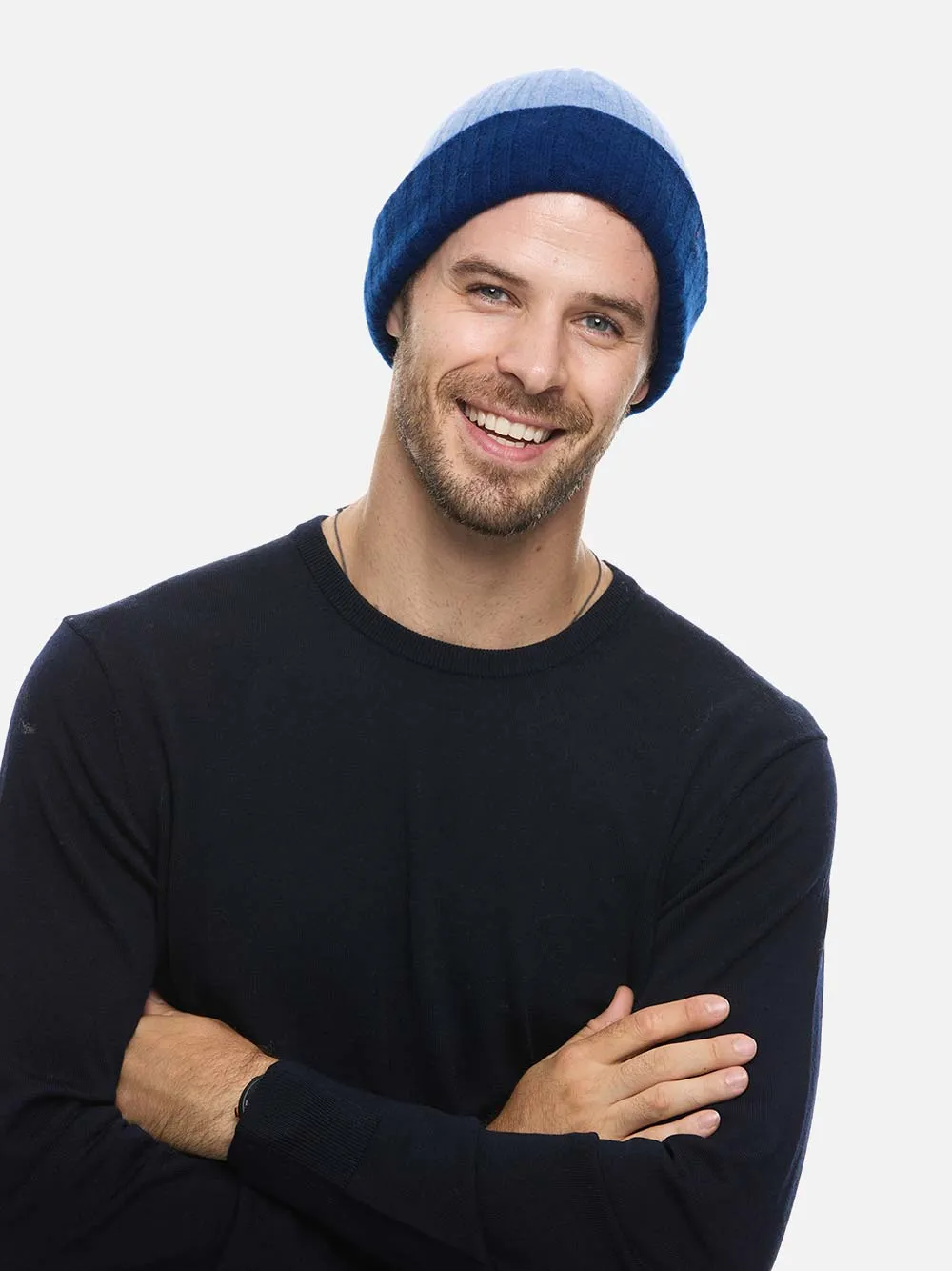 4-Way Cashmere Beanie - Navy/Blue