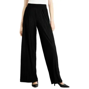 Alfani Women's Black Plisse Pleated Stretch Wide Leg Dress Pants