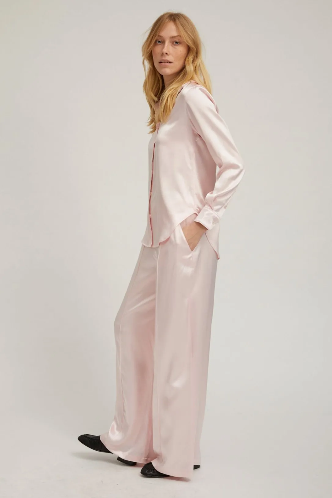 Ballet Silk Wide Leg Pintuck Pants