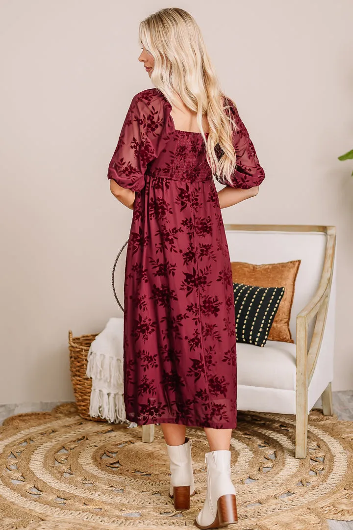 Been Waiting Velvet Midi Dress