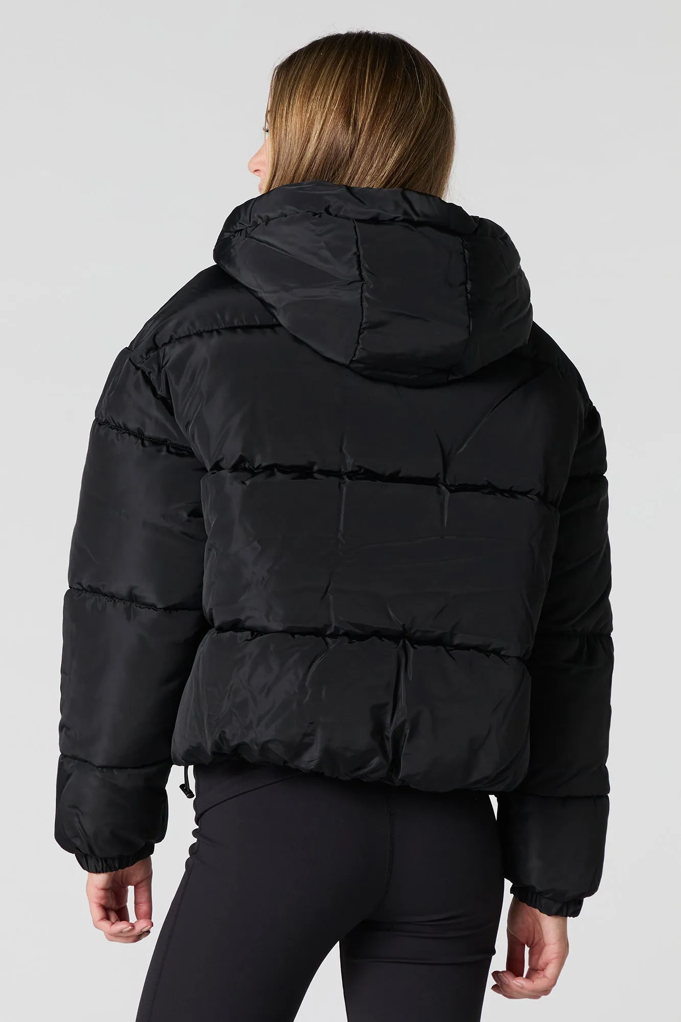 Blouson bouffant avec capuchon et taille coulissante