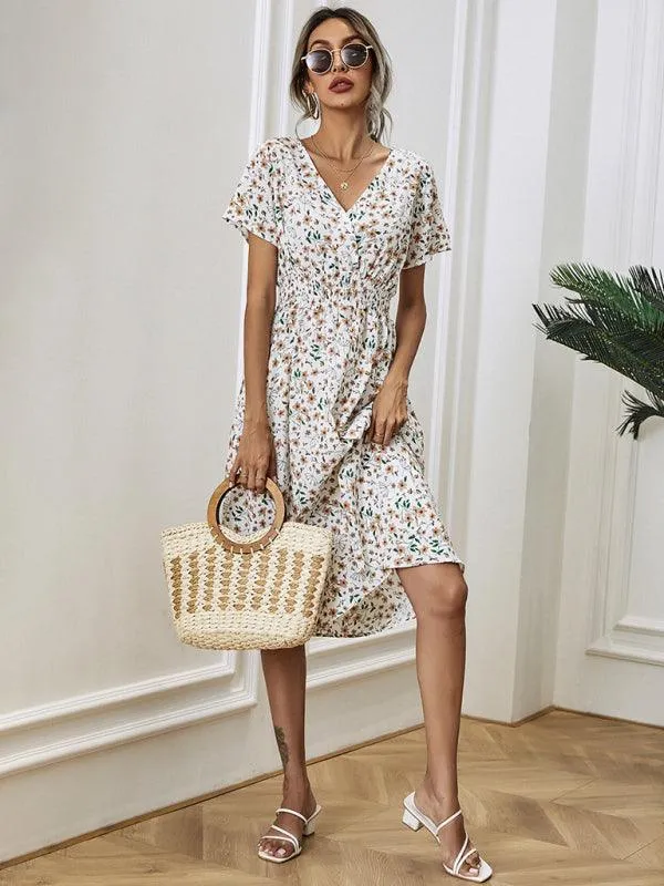 Bohemian Summer Square Neck Dress - Lightweight and Trendy