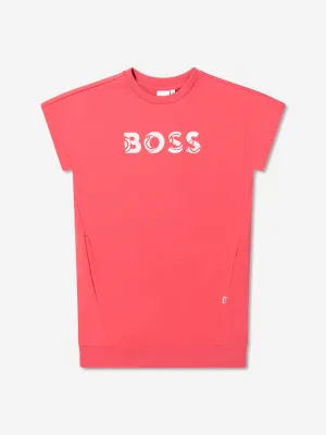 BOSS Girls Logo Sweater Dress In Red