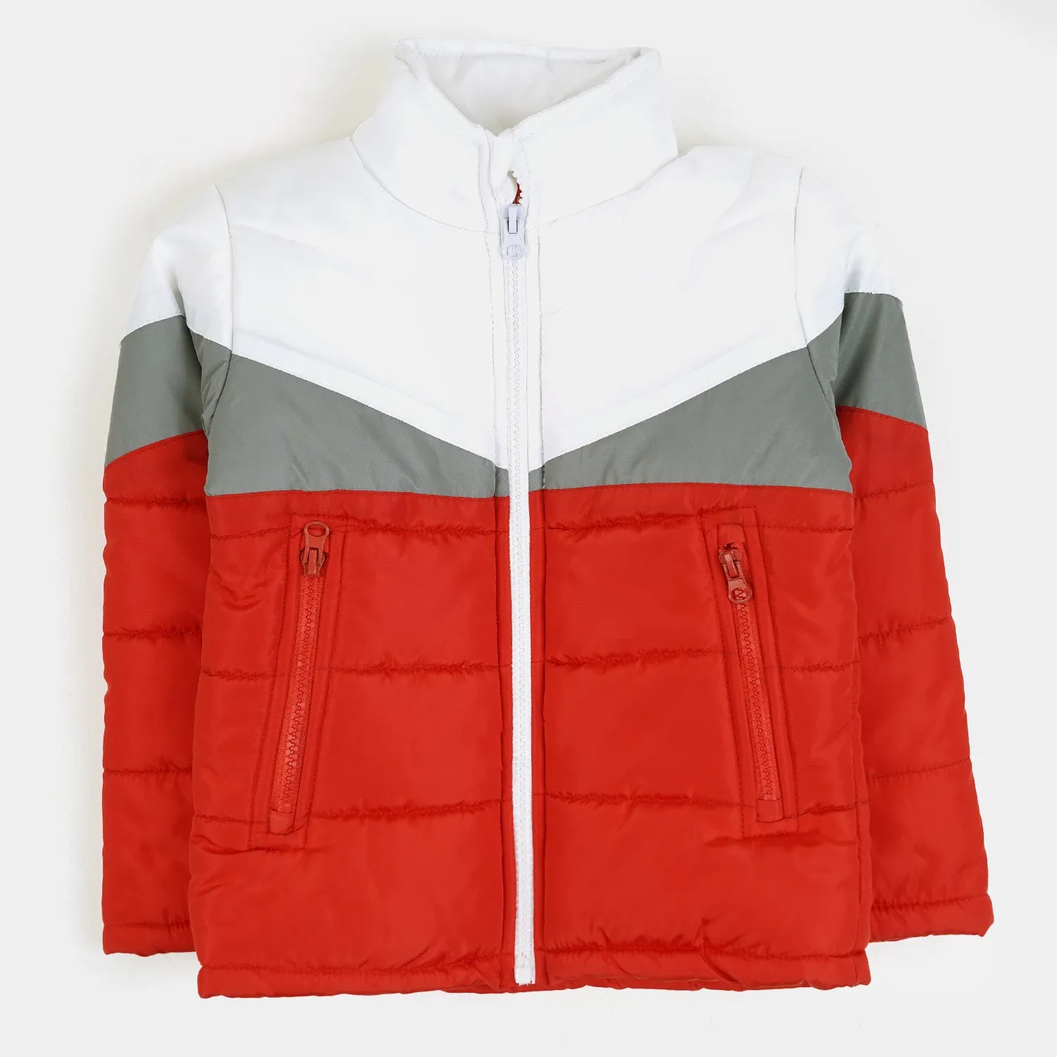 Boys Quilted Jacket Racing - Red/White