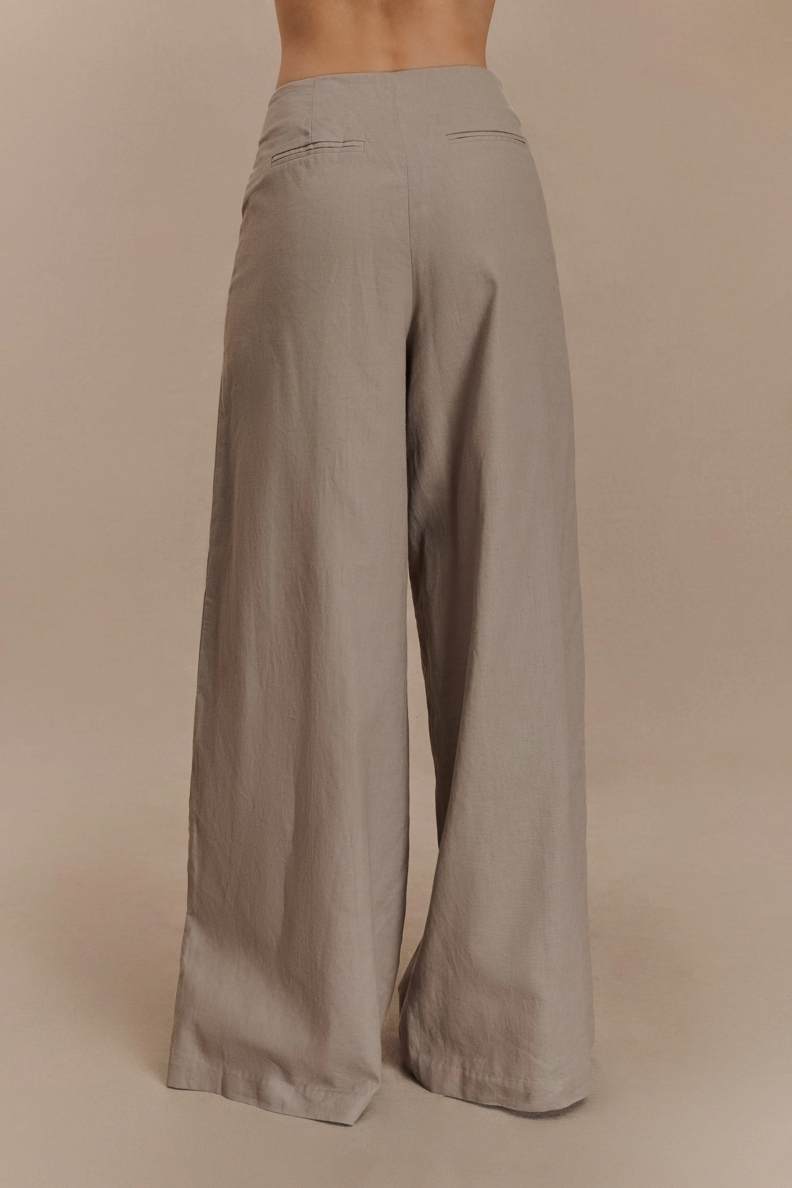 Brandi Linen Straight Leg Pant - Pebble