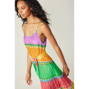 Color Block Pleated Cami Maxi Dress