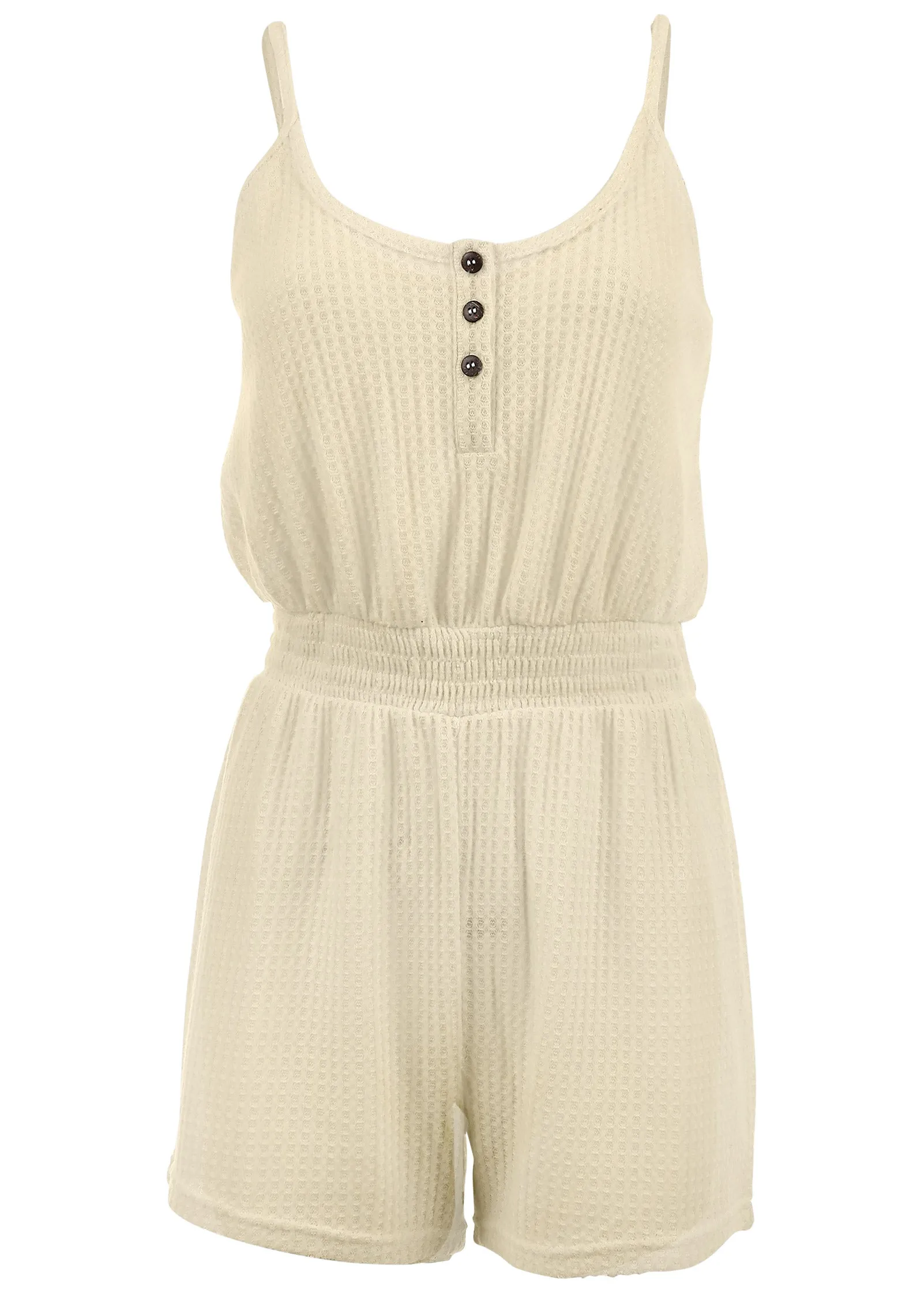 Cozy Waffle Romper - Oatmeal