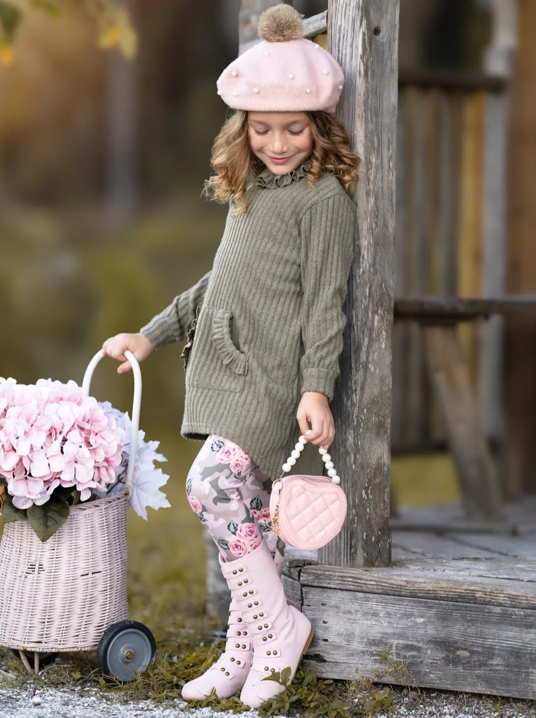 Cozy Woodland Hooded Tunic and Camouflage Legging Set