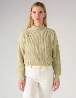 Cream Striped Accent Crewneck Sweater