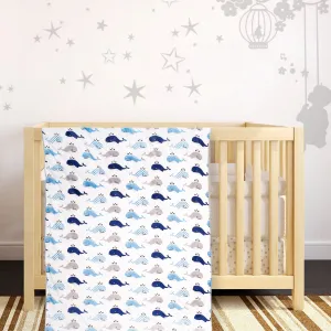 Dolphin Blue And White Blanket