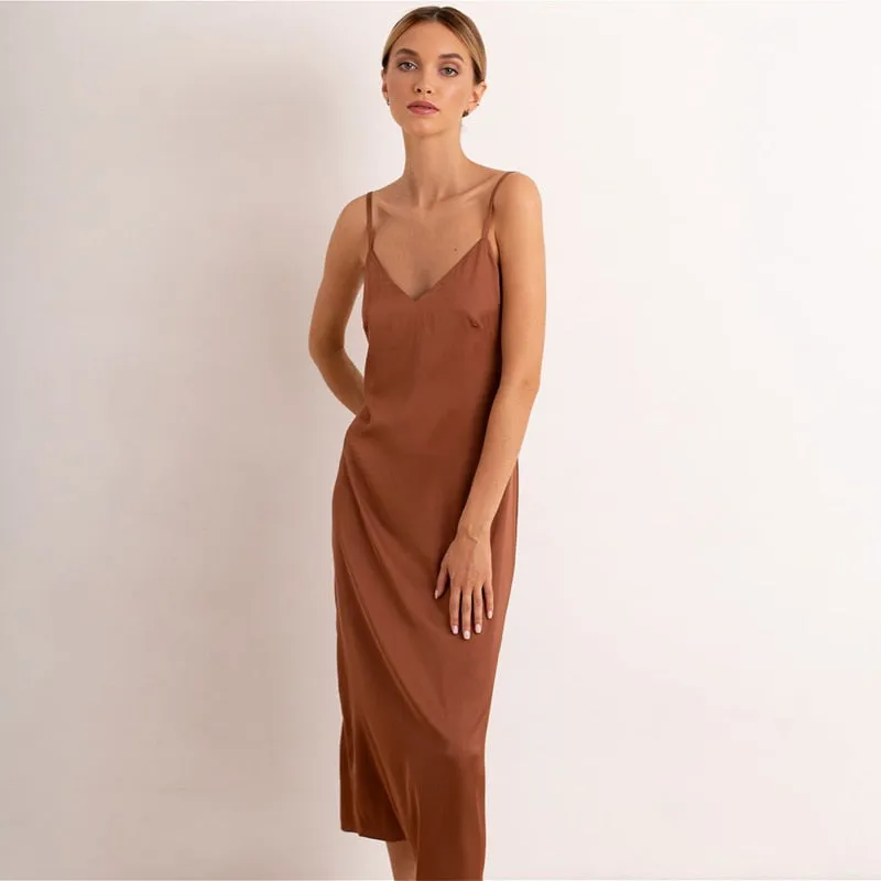 Elegant Fashion Solid Trendy Streetwear Midi Length Dress