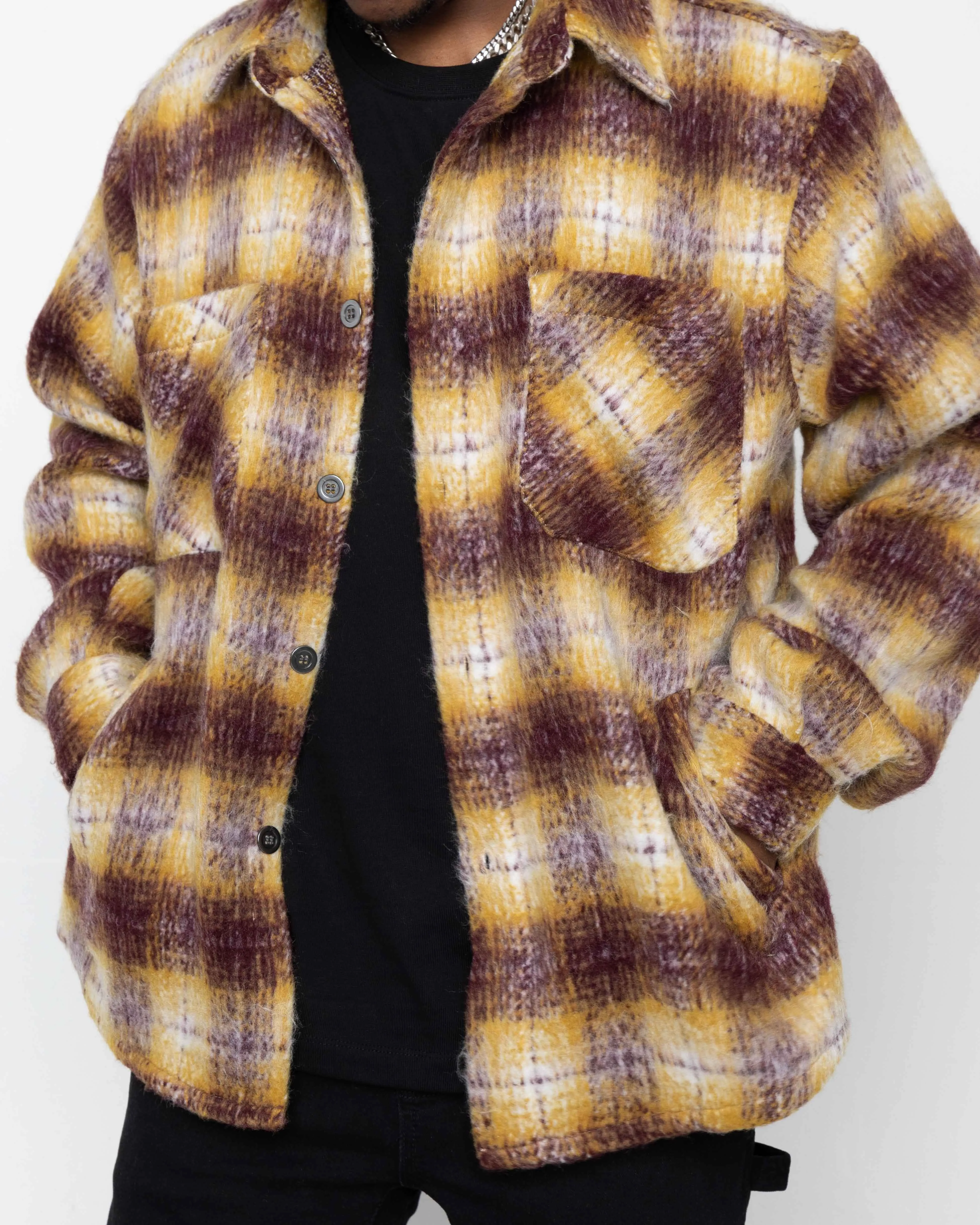 EPTM SIDE SLIT FLANNEL-MUSTARD