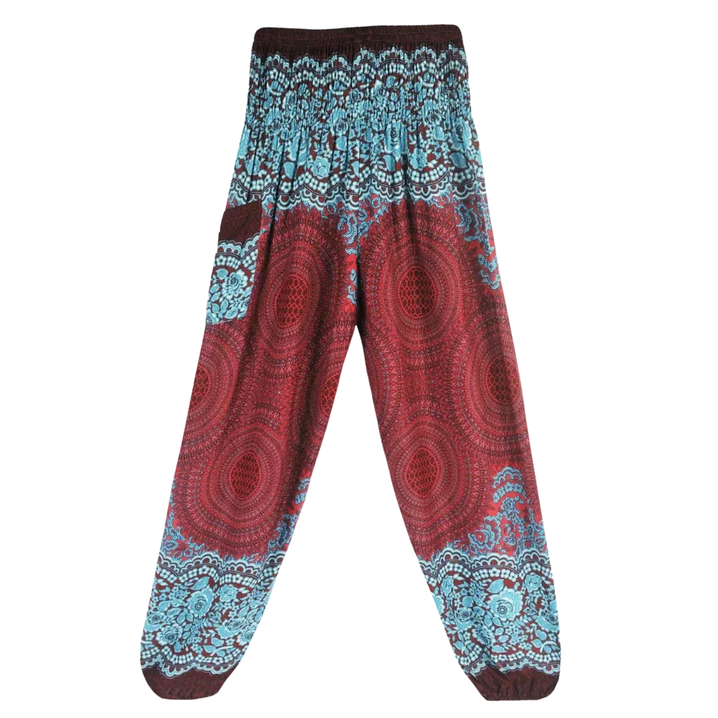 ETHNIC PRINT SMOCKED ALADDIN PANTS FOR LADIES