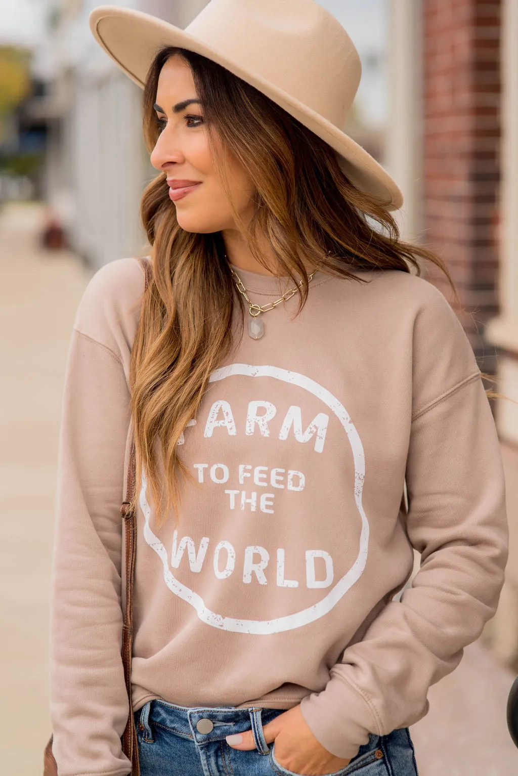 Farm To Feed The World Graphic Crewneck