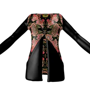 Floral Embosses: Roses 06-01 Ladies Designer Drop Pocket Cardigan