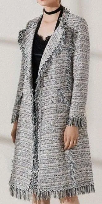 Fringed Tweed Coat