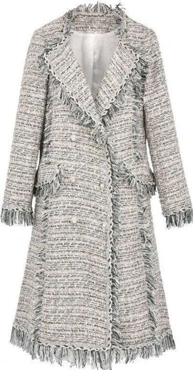 Fringed Tweed Coat