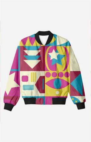 Geometric Pattern - Unisex Printed Bomber Jacket with Pockets