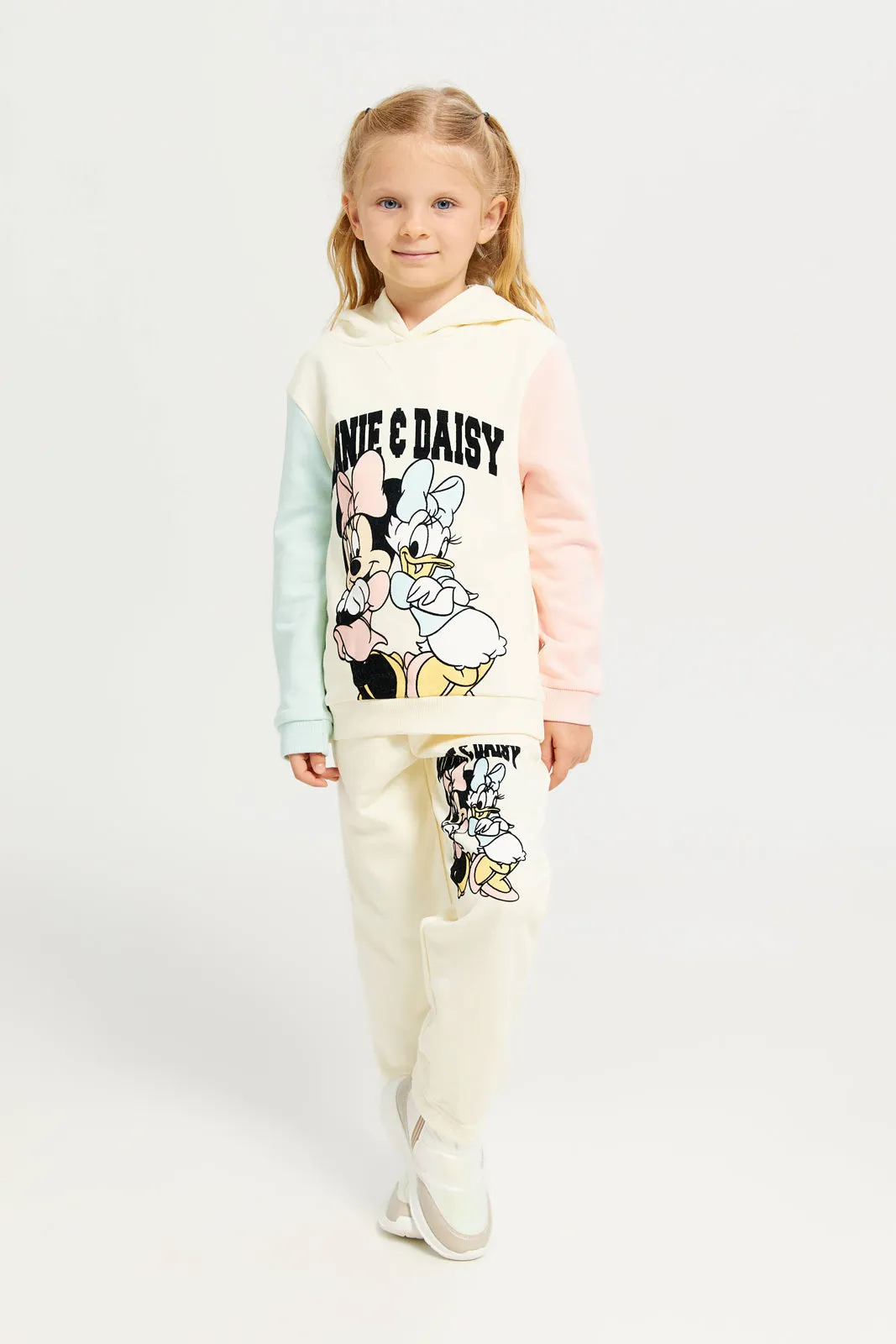 Girls White Minnie & Daisy Print Active Pants