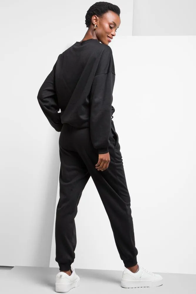 Jogger Trackpants With Rib Waist Black