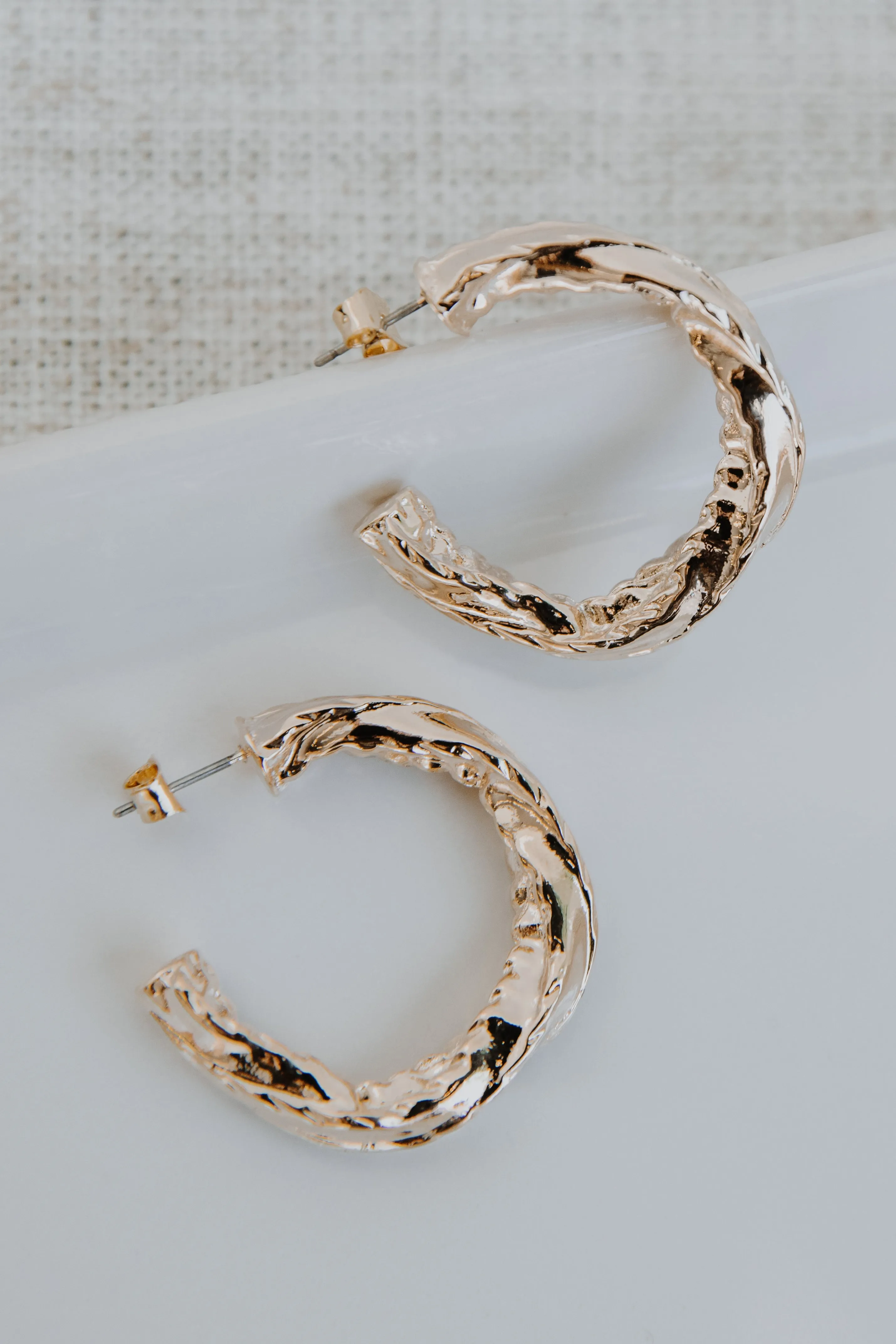 Katie Gold Hammered Hoop Earrings