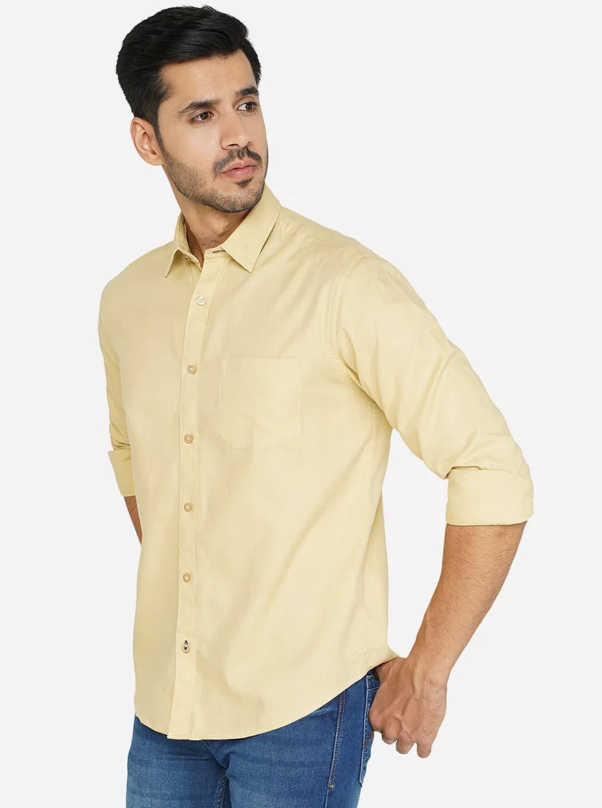 Khaki Solid Classic Fit Casual Shirt | Greenfibre