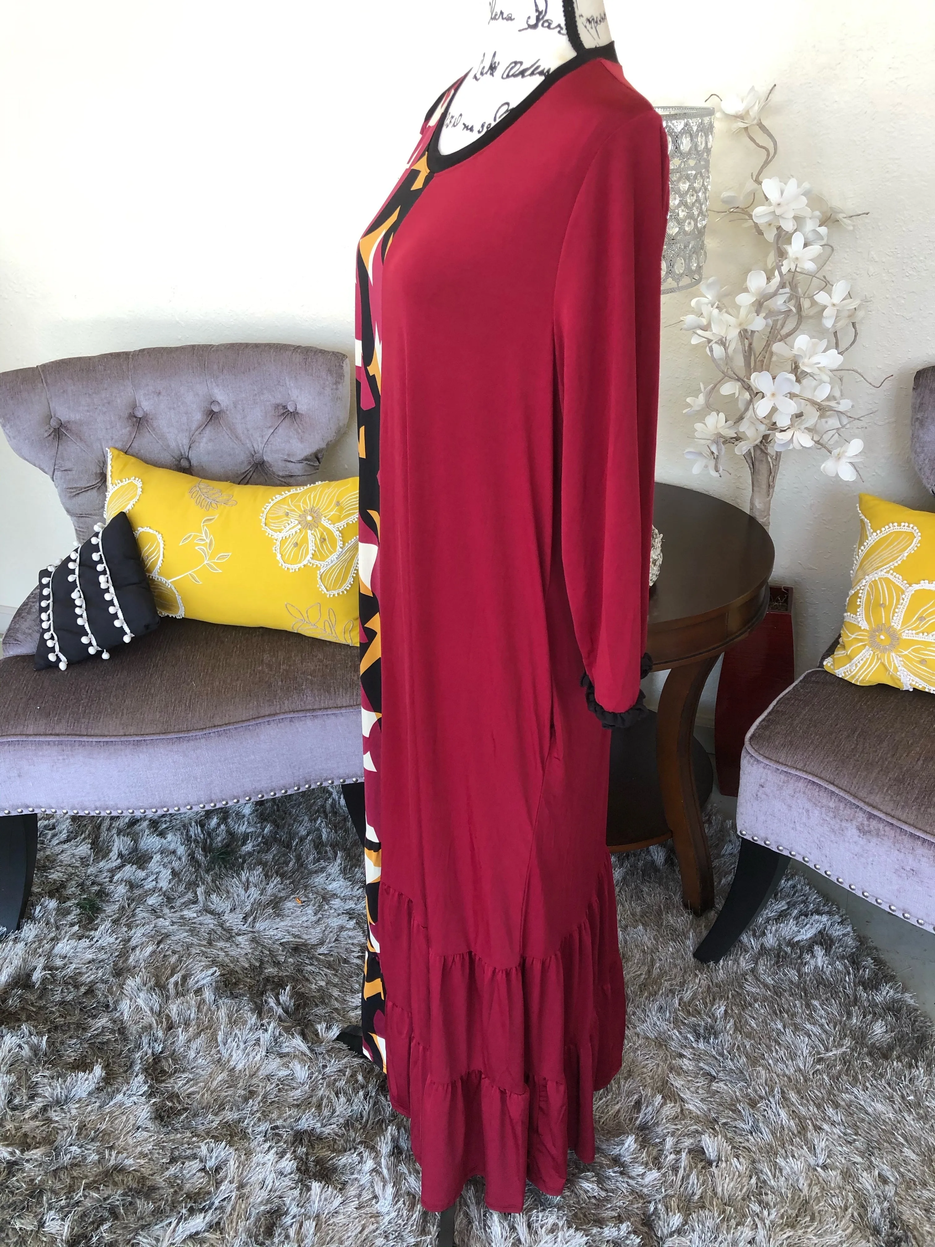 Kiara Burgundy Contrast Dress (PL)