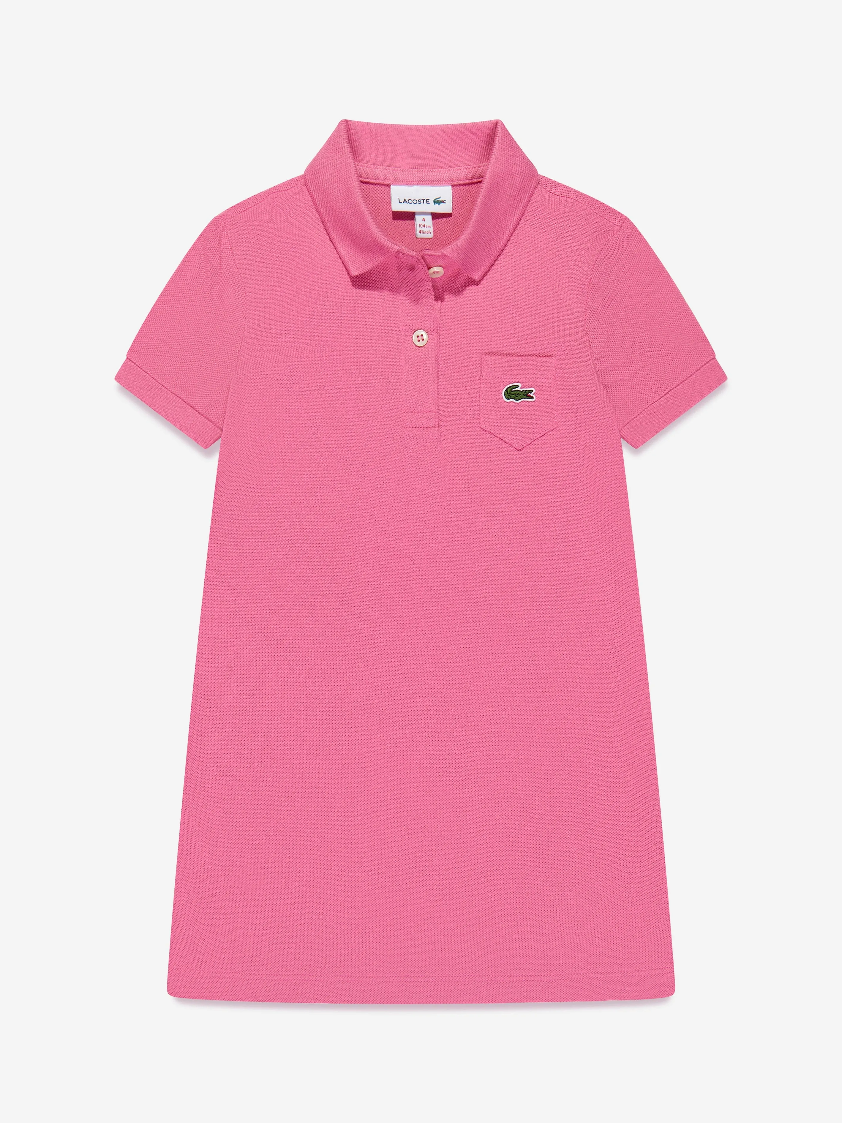 Lacoste Girls Pocket Polo Dress in Pink