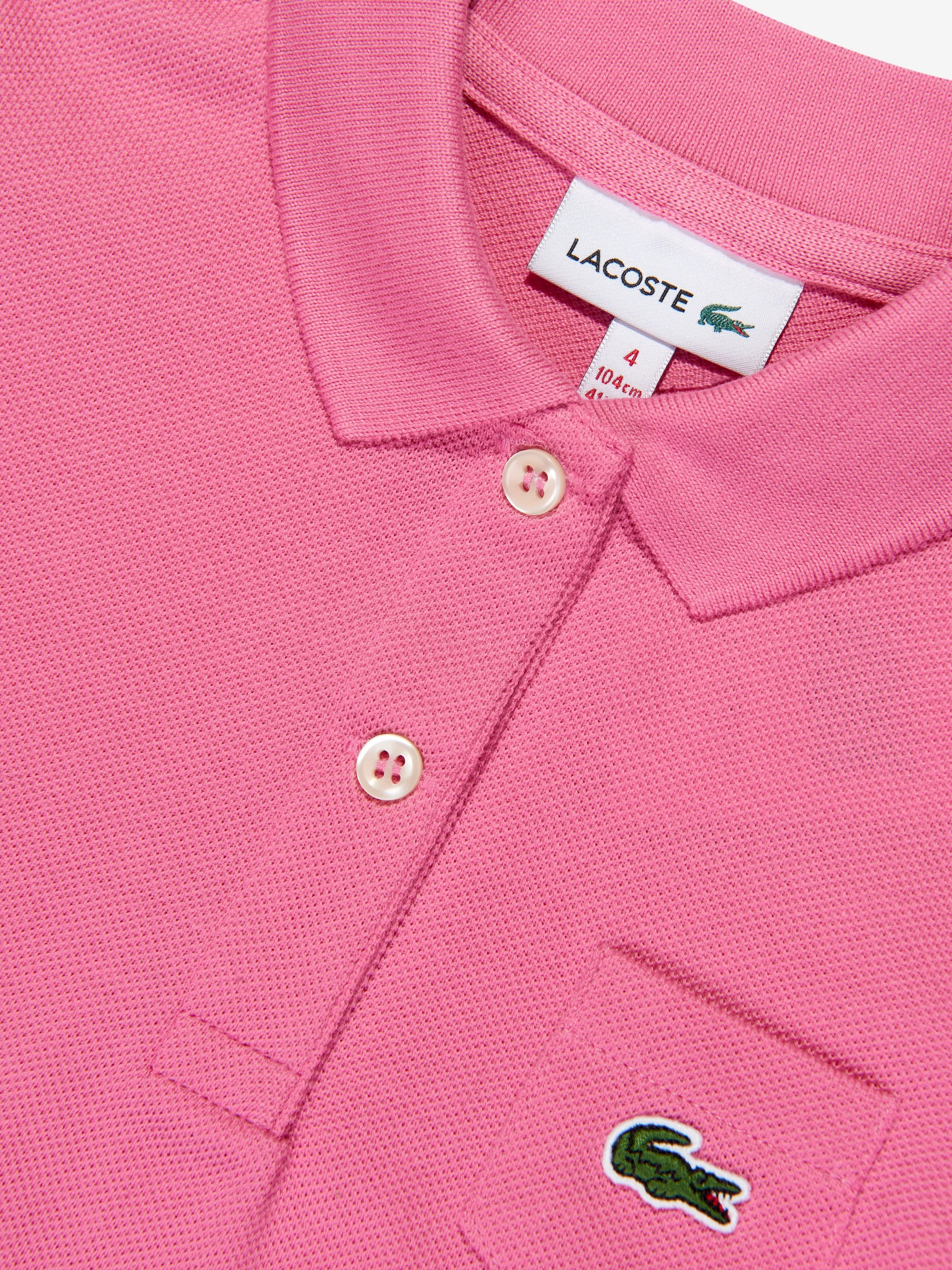 Lacoste Girls Pocket Polo Dress in Pink