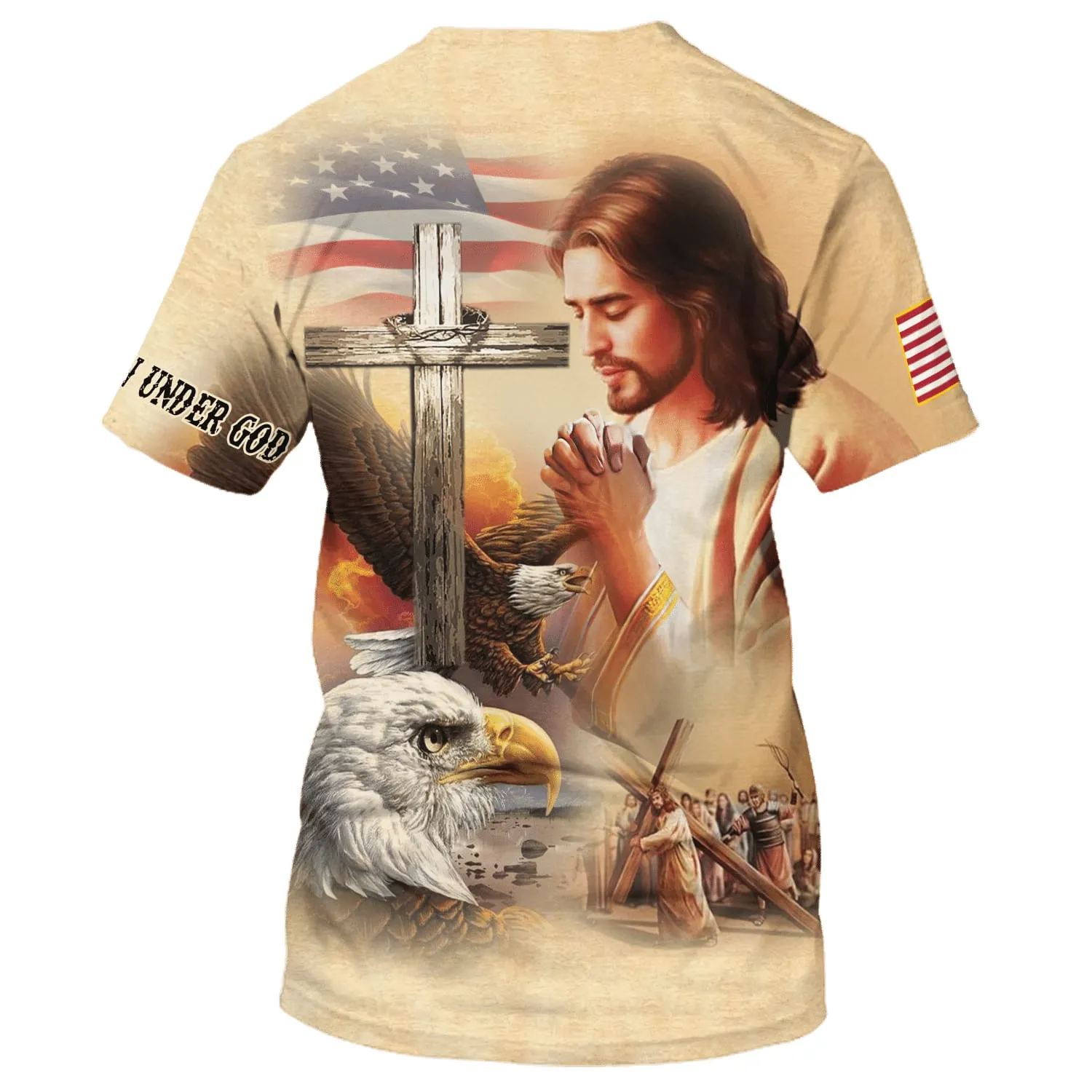 Lion Pray With Jesus On The Cross 3d All Over Print Shirt - Christian 3d Shirts For Men Women