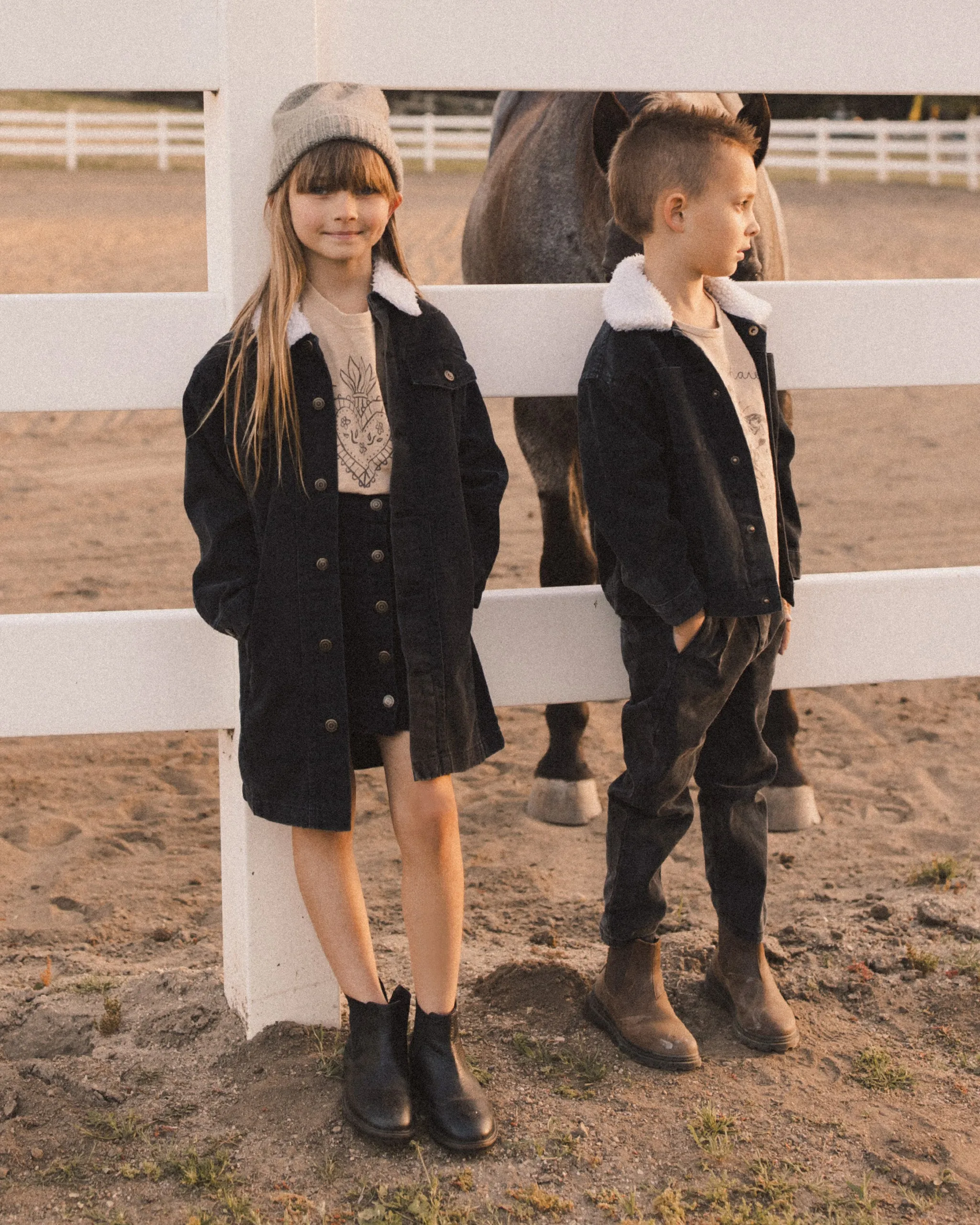 Long Trucker Jacket || Washed Black