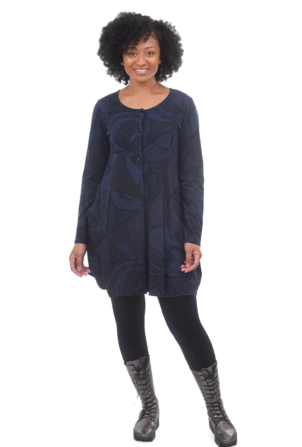 L/S Print Pocket Tunic, Ink