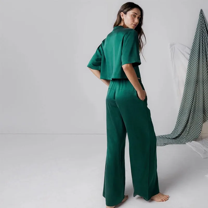 LUNYA | Washable Silk High Rise Pant Set - Limited Edition Hum Forest