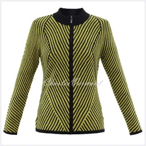 Marble Zip Cardigan - Style 5796-189 (Chartreuse / Black)