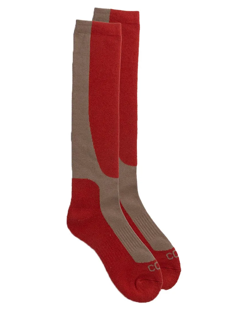 Midweight Snow Socks Thermal Socks - Red/Khaki