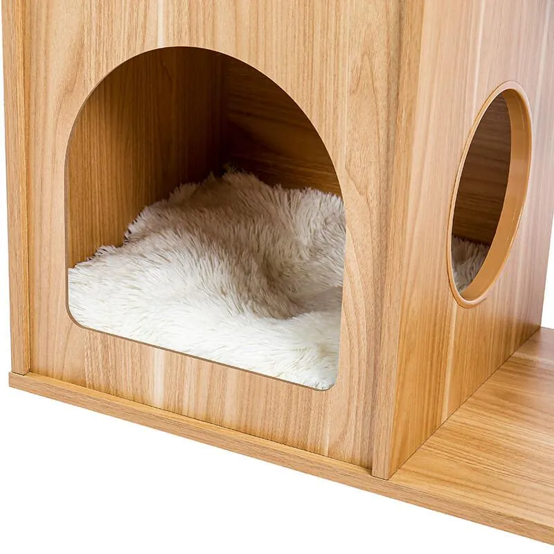 Modern Cat Tree for Large Cat with Clear Bowl & Scratch Post