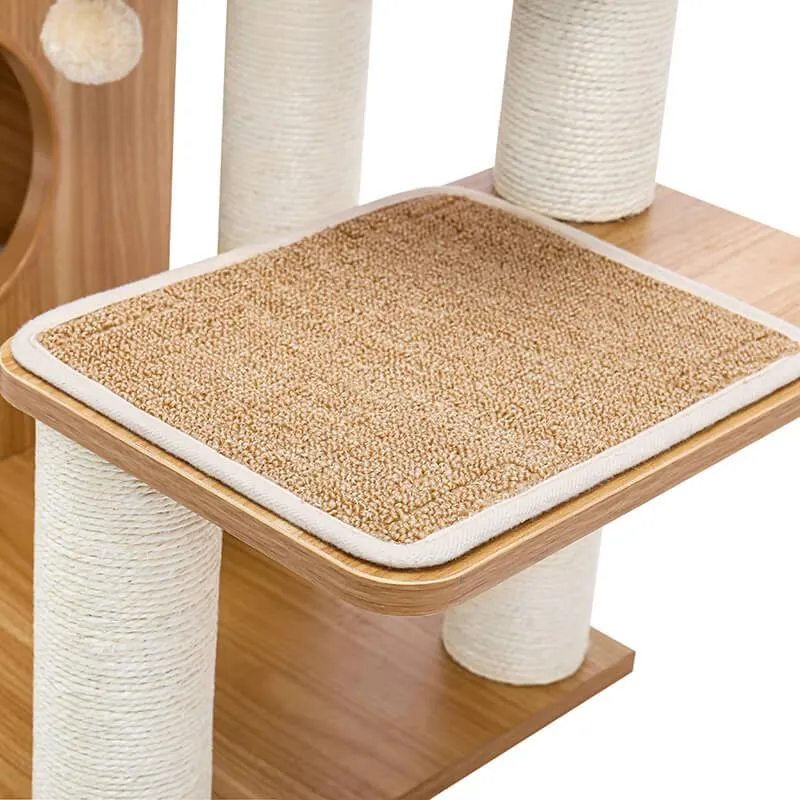 Modern Cat Tree for Large Cat with Clear Bowl & Scratch Post