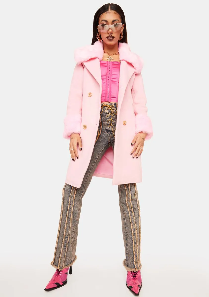 Open Up To Me Faux Fur Trench Coat