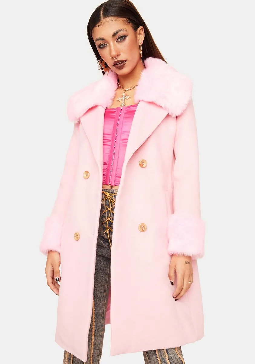 Open Up To Me Faux Fur Trench Coat