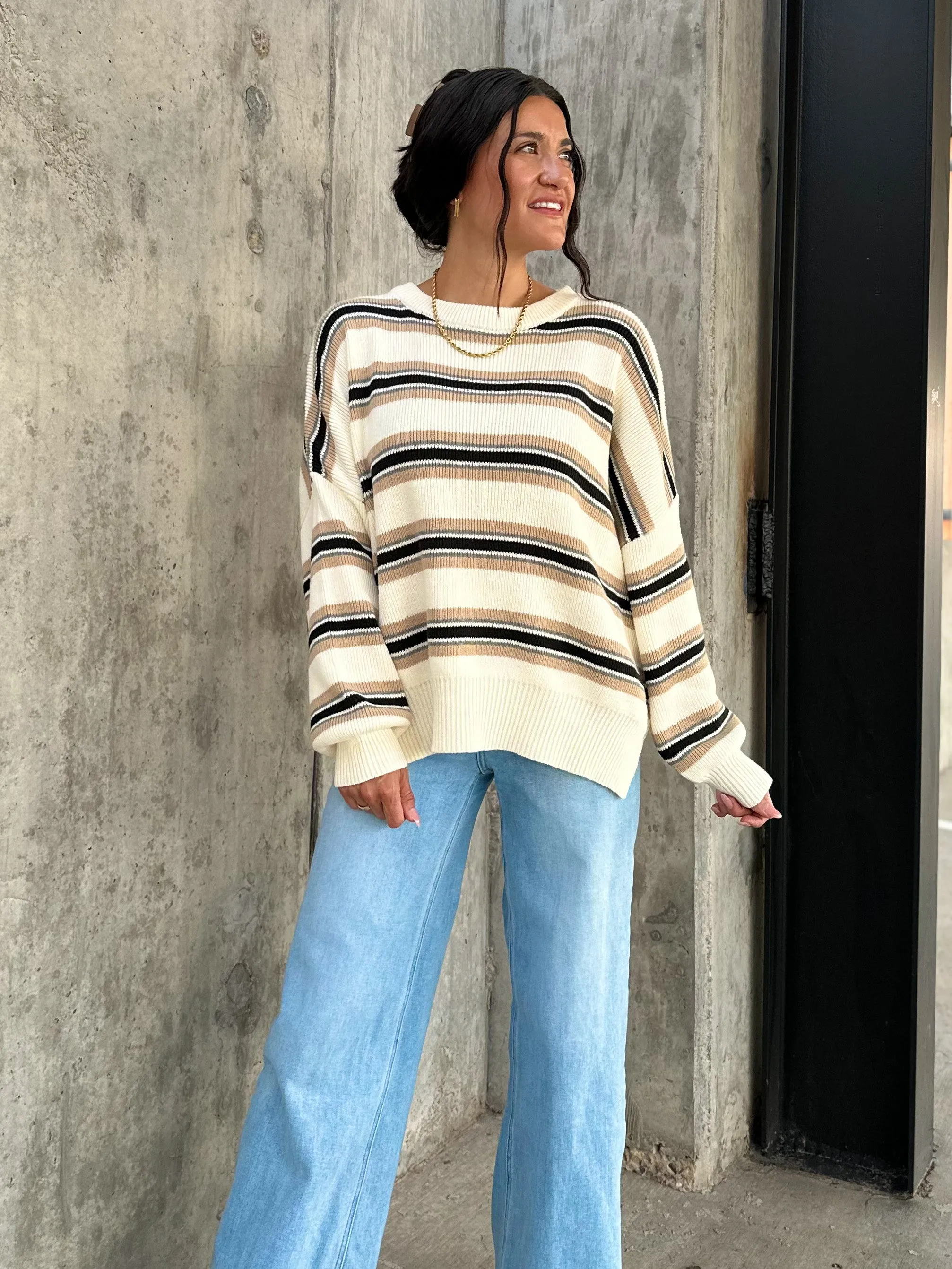 Oversized Stripe Knit Sweater