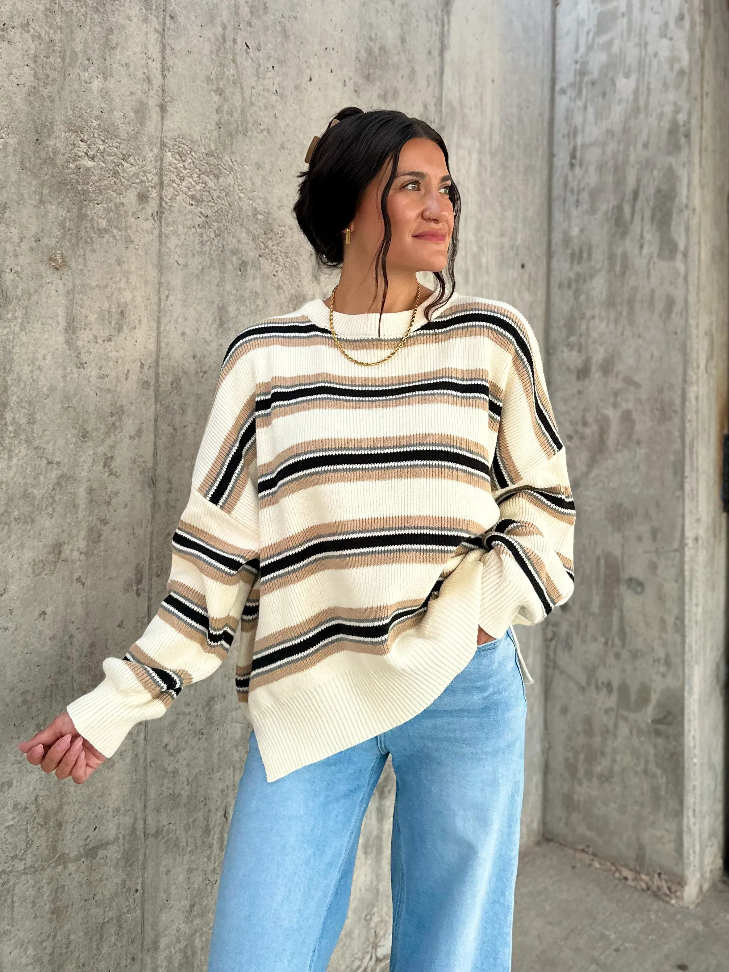 Oversized Stripe Knit Sweater