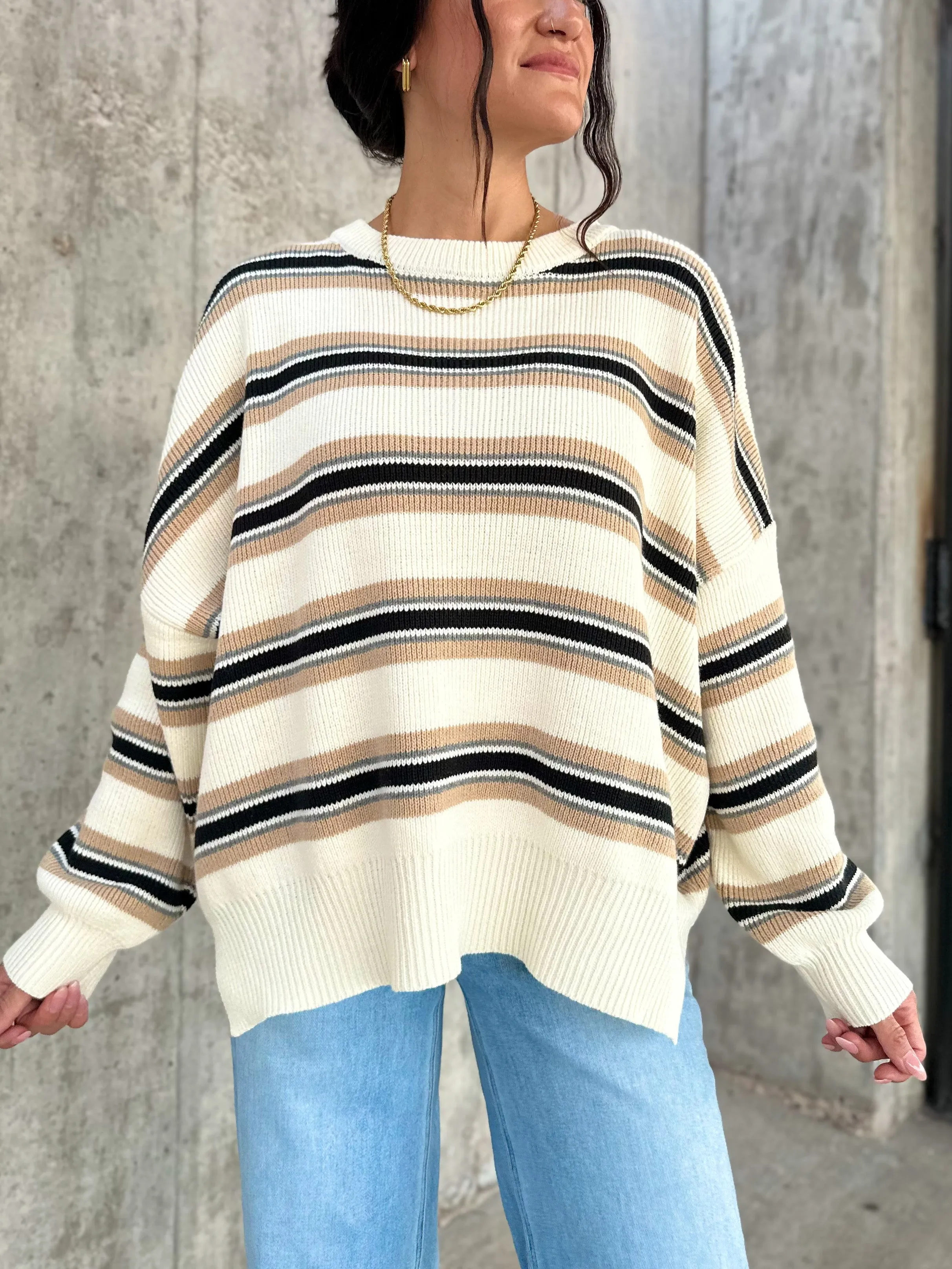 Oversized Stripe Knit Sweater