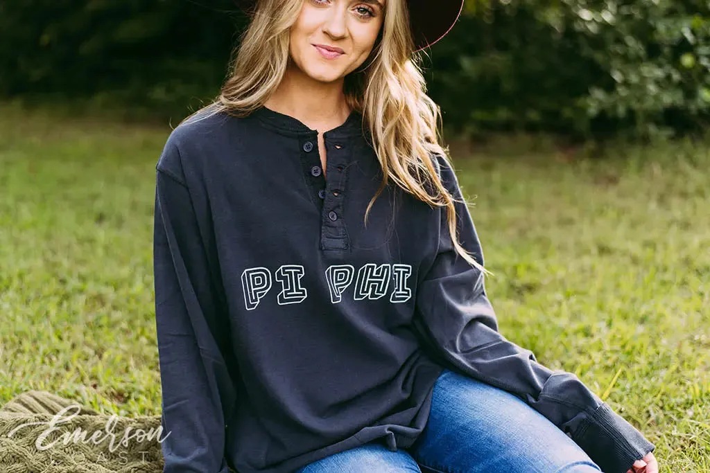 Pi Beta Phi Navy Thermal Henley