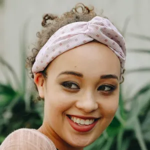 Pink Polka Dot & Stripe Twist Headband