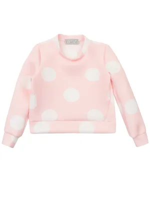 Pink Polka Dot Delight Sweatshirt by Kids Couture