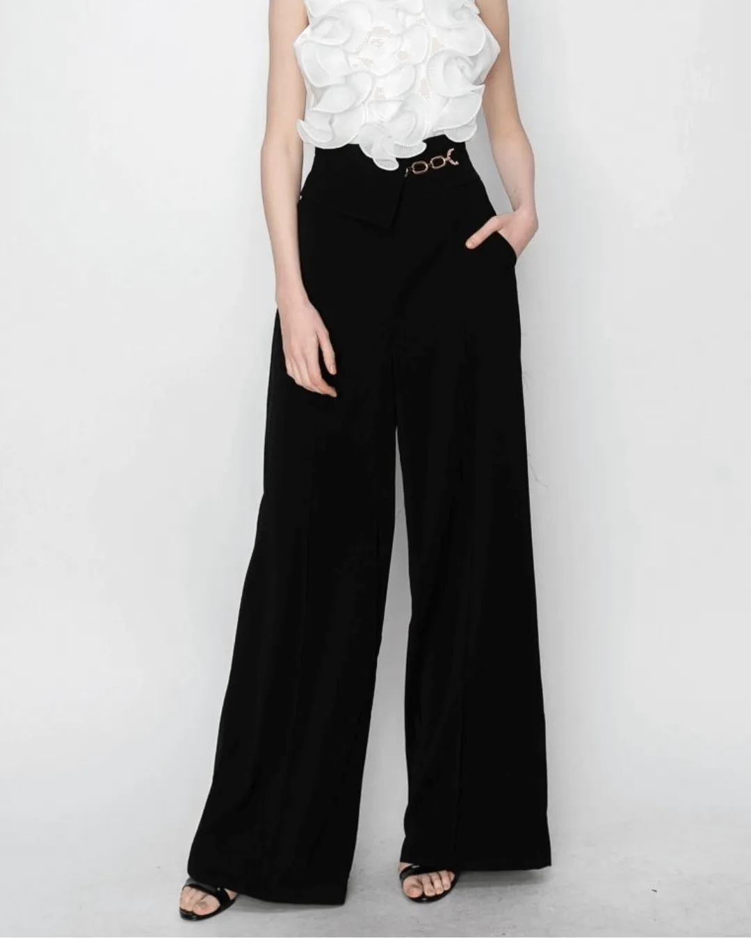 Pleated Women High Waist, Wide Leg Trouser