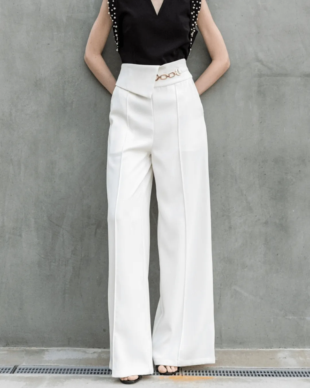 Pleated Women High Waist, Wide Leg Trouser