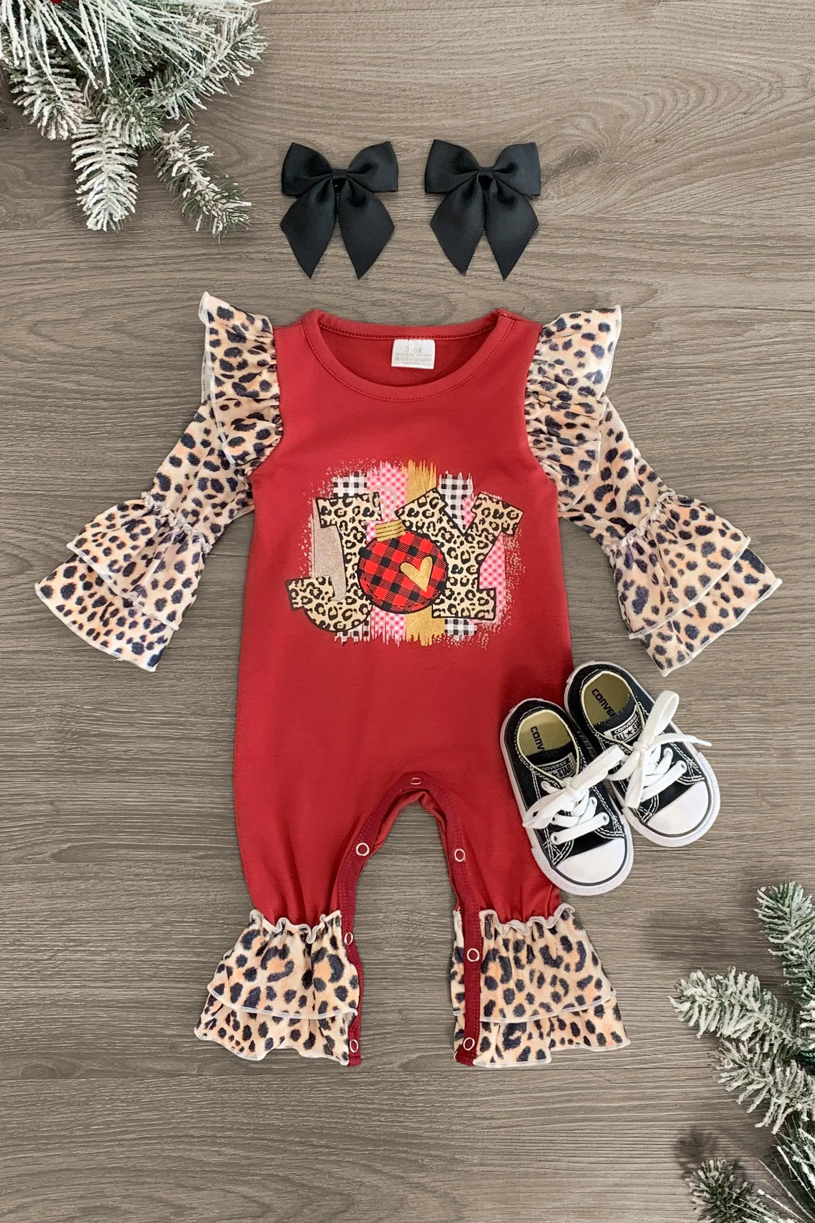 "Joy" Bell Bottom Set & Baby Romper